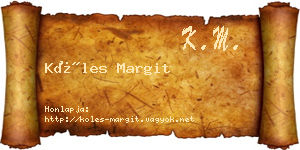 Köles Margit névjegykártya