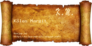 Köles Margit névjegykártya